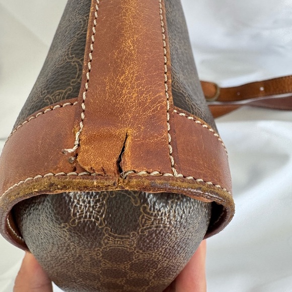 Vintage  Celine Macadam Bucket Shoulder Crossbody Bag Coated Canvas - Picture 12 of 17